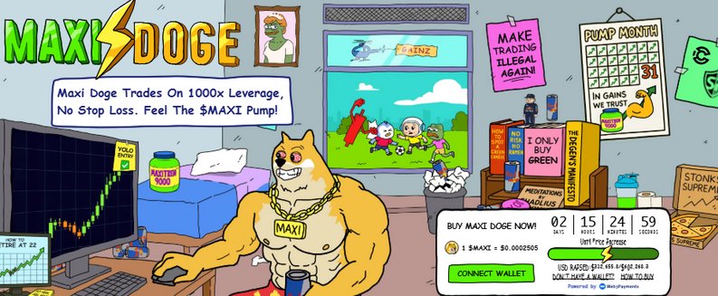 Maxi Doge pokazuje swoje memy maniakalnego fana siłowni z dźwignią 1000x, by zmiażdżyć DOGE