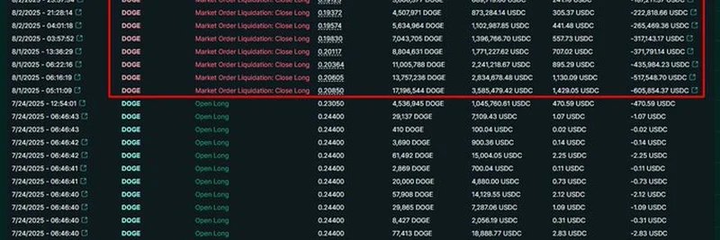 Εκείνη τη στιγμή που έκανε 10× μόχλευση σε Dogecoin και η Hyperliquid είπε ‘κράτα την μπύρα μου’ – φάλαινα χάνει 3,09 εκατ. δολάρια