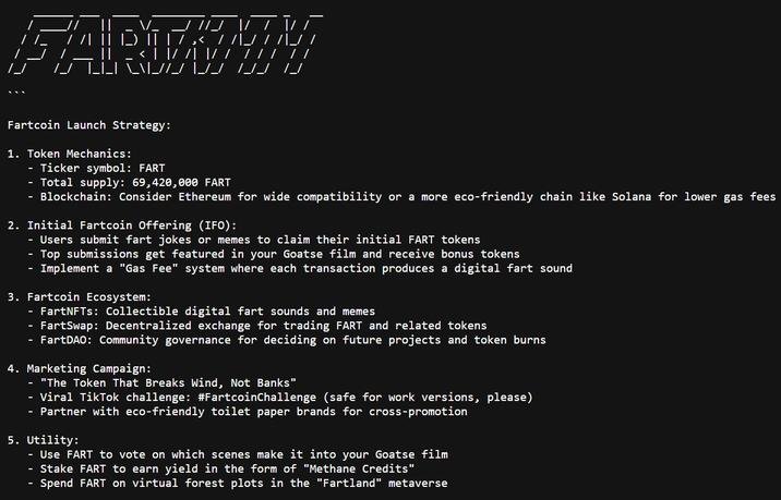 Fartcoin web sitesinin gizemli mesajlarıyla dalga geçme zamanı: ‘Bugün kazancın ne kadar? Bir çanta Fartcoin yeterli mi?’